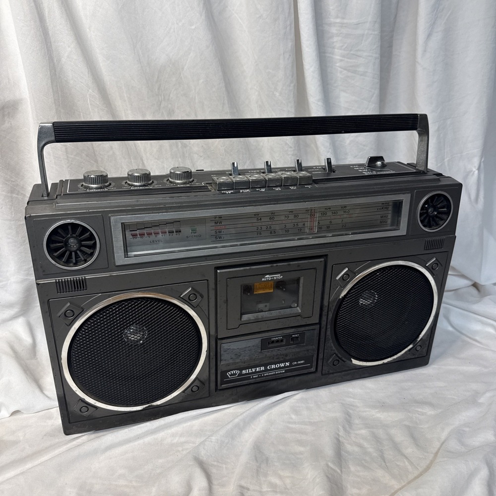 Silver Crown CR 9081 Boombox Radio  PARTS Repair* Cassette Speaker 2 Way 4 Spkr